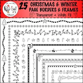 Christmas and Winter Borders and Frames | Black & White