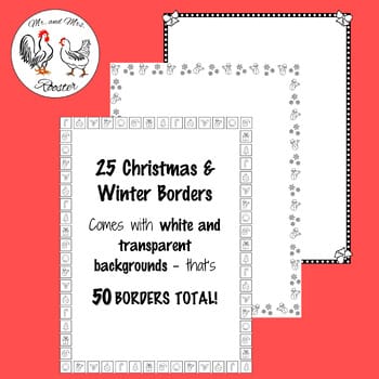 Christmas and Winter Borders and Frames | Black & White