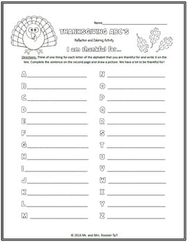 original-2886899-2.jpg FREE - Thanksgiving ABC's - Reflection and Coloring Activity | I Am Thankful For