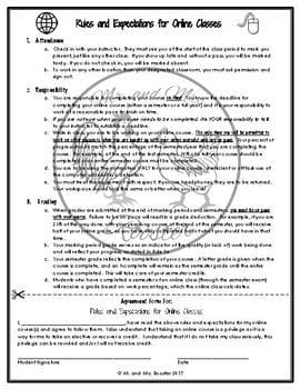 Rules and Expectations for Online Classes - Free and Editable!