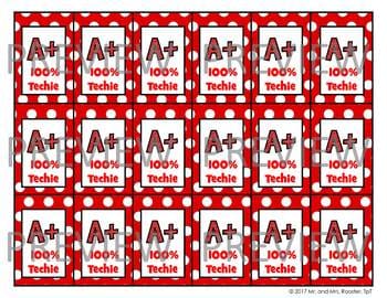 26 Technology Reward Tags and Classroom Poster